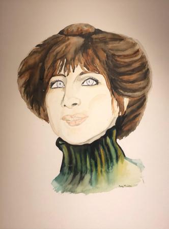 1983 Yentl Barbra Streisand 40x50 Wasserfarbe